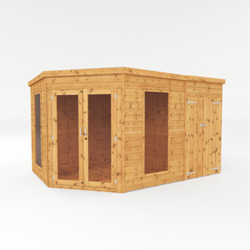 Mercia Premium Corner Wooden Summerhouse with Side Shed 12 x 8