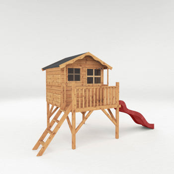 Mercia Poppy Tower Wooden Playhouse with Slide