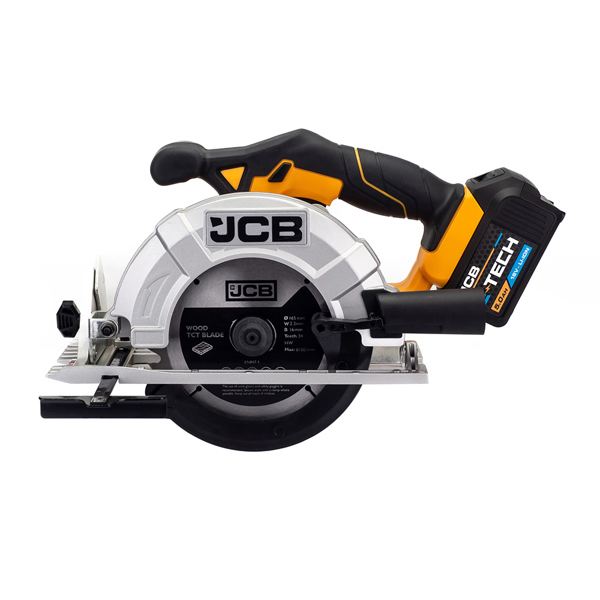 JCB 18V Cordless Circular Saw with 5.0Ah Battery, Charger Kit Bag & 2 x TCT Blades