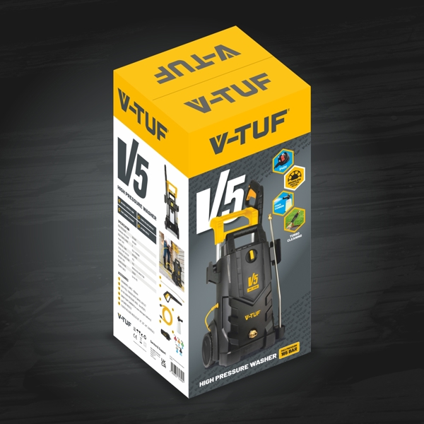 V-TUF V5 240v X2 Tough DIY Electric High Power Pressure Jet Washer 2400psi, 165Bar, 7.2L/min  - Pro Patio & Car Cleaner Kit