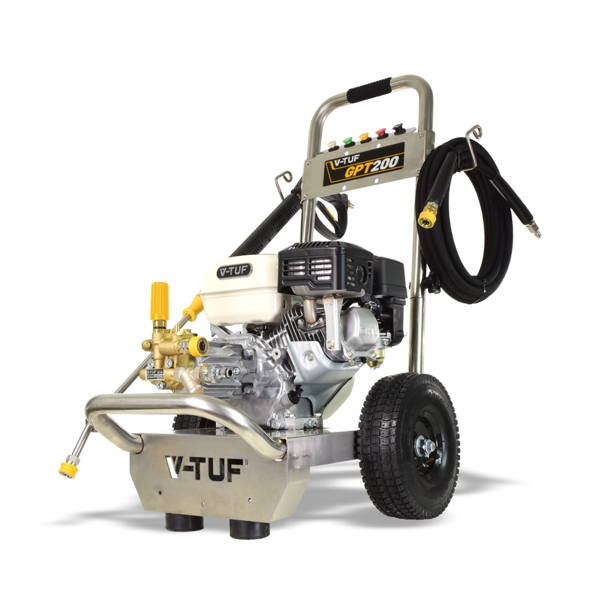 V-TUF GPT200 Industrial 6.5HP Petrol Pressure Washer with GP200 Honda Engine - 2755psi, 190Bar, 12L/min PUMP - WITH PATIO & CAR CLEANING KIT