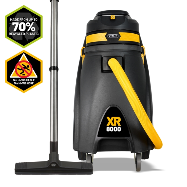 V-TUF XR8000 110V 80L 1700W High Performance Wet & Dry Industrial Vacuum Cleaner - Made from 70% Recycled Plastic  