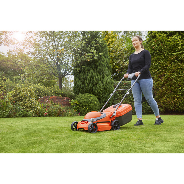 Flymo SimpliStore 340 Li 34cm 40V Cordless Lawn Mower with Batteries & Charger (Hand Propelled)