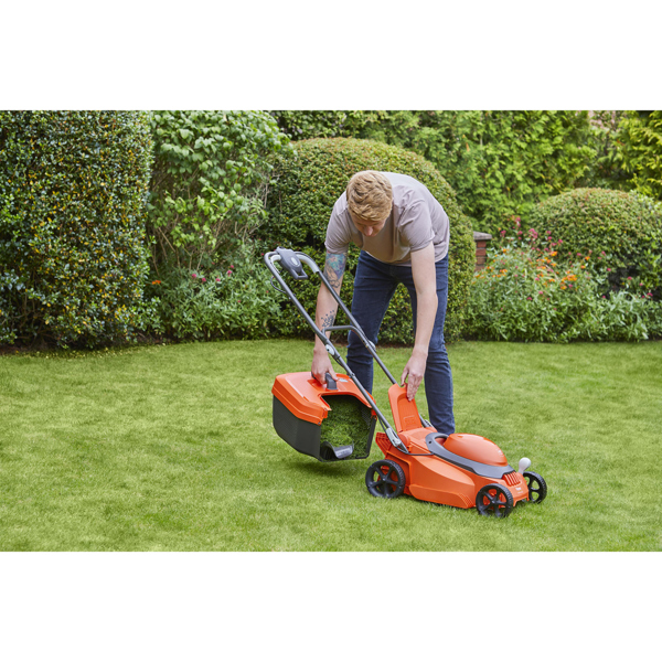 Flymo SimpliStore 340 Li 34cm 40V Cordless Lawn Mower with Batteries & Charger (Hand Propelled)