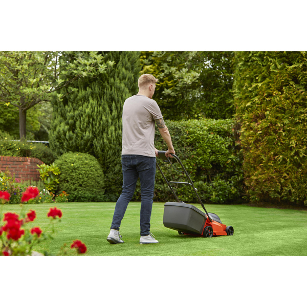 Flymo EasiStore 380R 34cm 36V Cordless Lawn Mower with P4A Batteries & Chargers