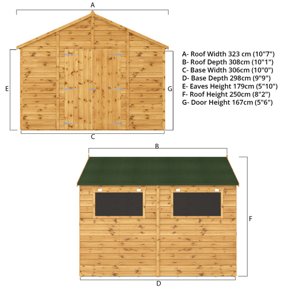 Mercia Premium Shiplap Apex Wooden Workshop 10 x 10