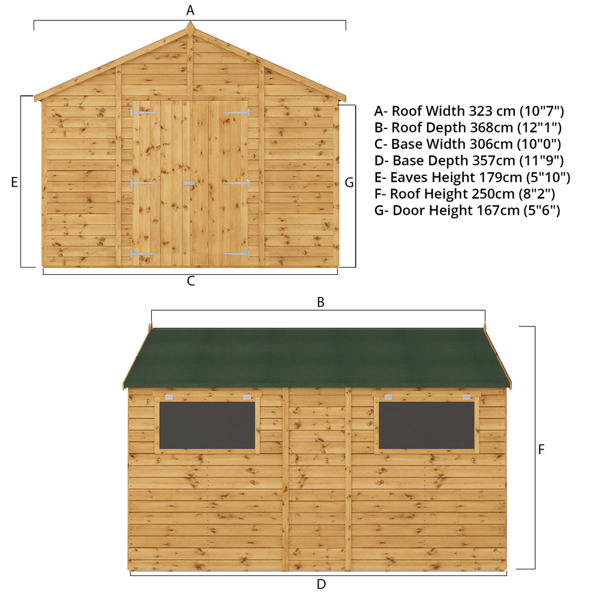 Mercia Premium Shiplap Apex Wooden Workshop 12 x 10