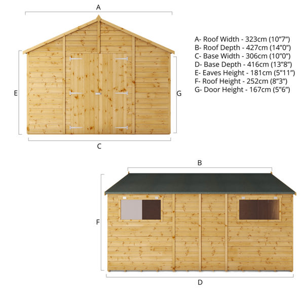 Mercia Premium Shiplap Apex Wooden Workshop 14 x 10