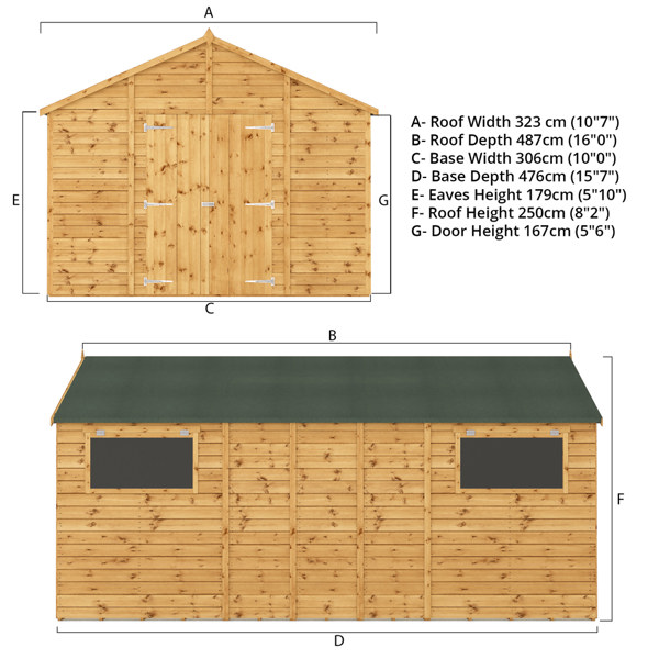 Mercia Premium Shiplap Apex Wooden Workshop 16 x 10