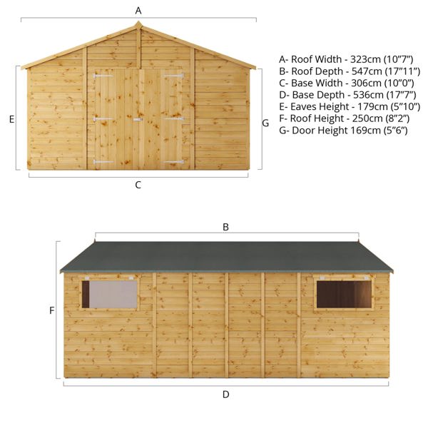 Mercia Premium Shiplap Apex Wooden Workshop 18 x 10