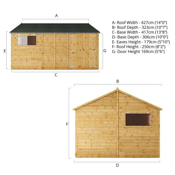 Mercia Premium Shiplap Reverse Apex Wooden Workshop 14 x 10