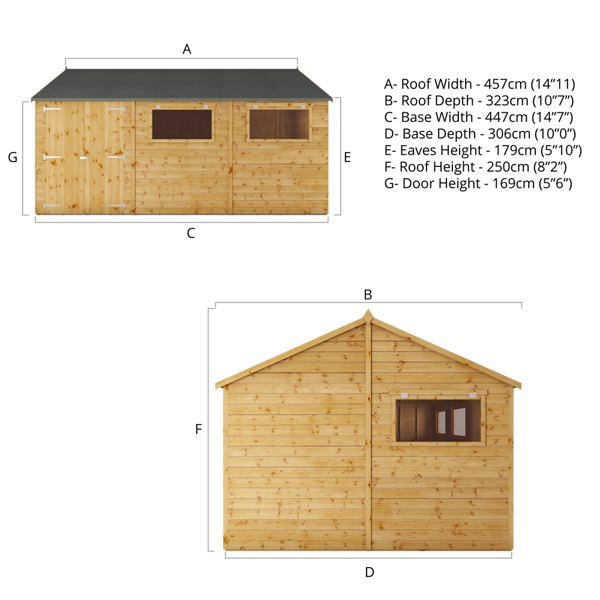 Mercia Premium Shiplap Reverse Apex Wooden Workshop 15 x 10