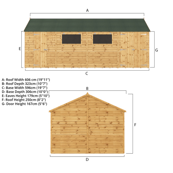 Mercia Premium Shiplap Reverse Apex Wooden Workshop 20 x 10