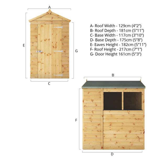 Mercia Shiplap Apex Wooden Shed 6 x 4