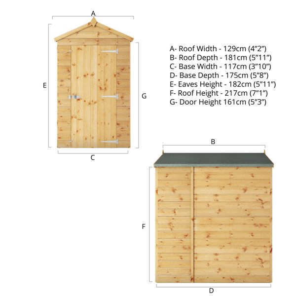 Mercia Shiplap Apex Wooden Shed 6 x 4 - Windowless