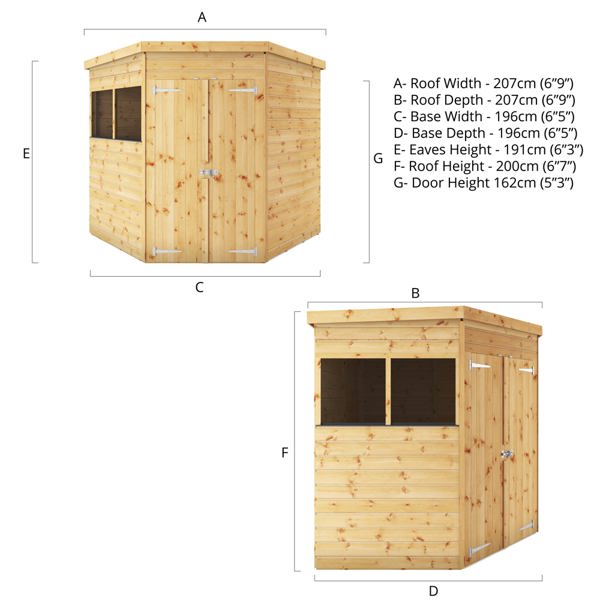 Mercia Shiplap Wooden Corner Shed 7 x 7