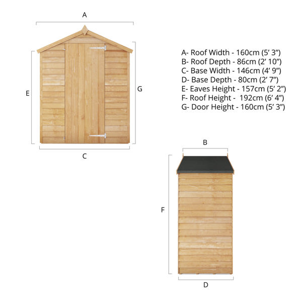 Mercia Overlap Apex Wooden Shed 3 x 5 - Windowless