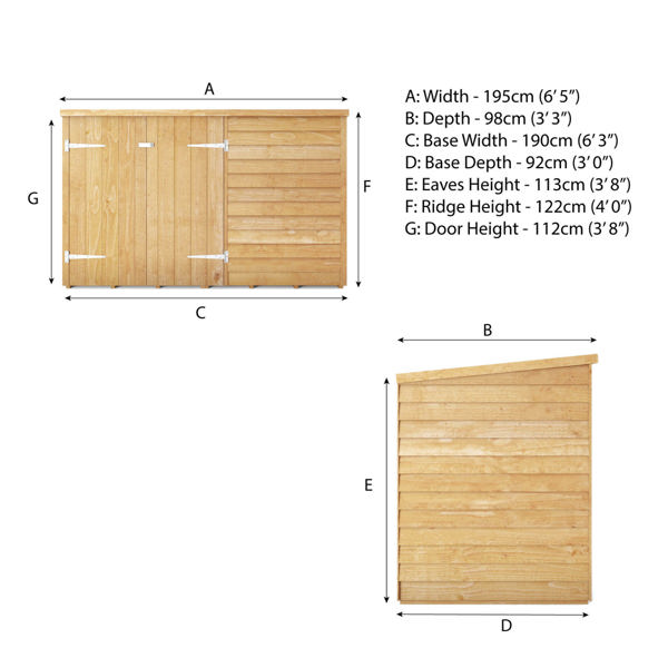 Mercia Overlap Pent Wooden Bike Store 3 x 6