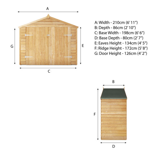 Mercia Overlap Apex Wooden Bike Store 3 x 7