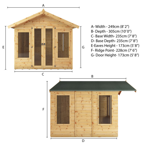 Mercia Premium Sussex Wooden Summerhouse 8 x 8