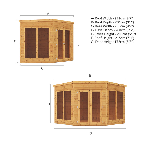 Mercia Premium Corner Wooden Summerhouse 9 x 9
