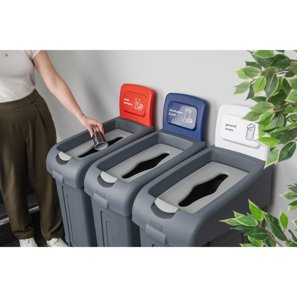 Procycle 80L Recycling Bin, Lid & Brown Food Waste Back Panel