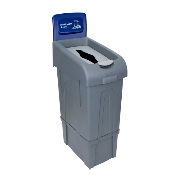 Procycle 80L Recycling Bin, Lid & Dark Blue Paper & Card Back Panel