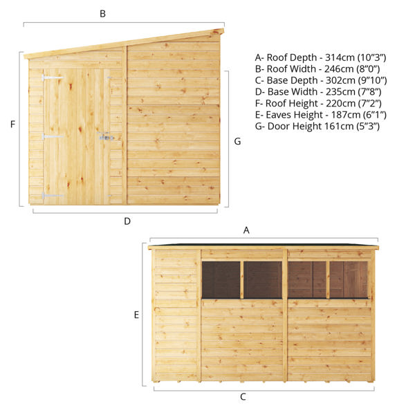 Mercia Woodsman Shiplap Pent Wooden Shed 10 x 8