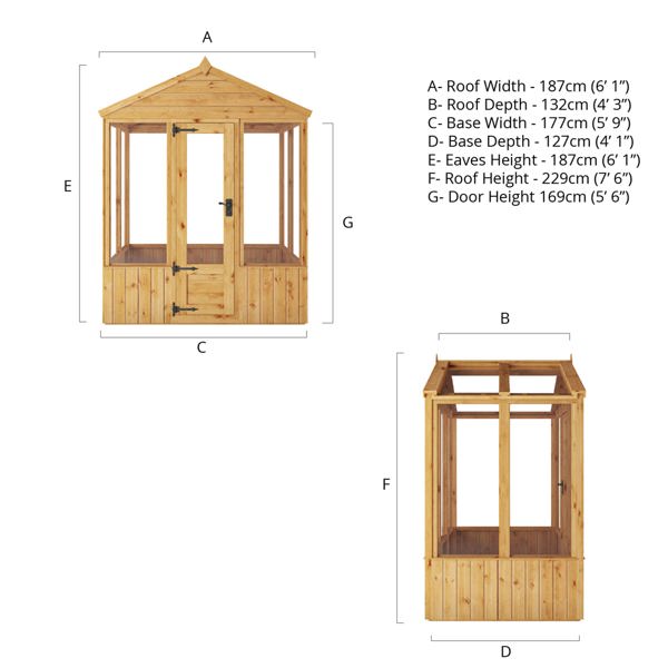 Mercia Woodsman Apex Wooden Greenhouse 4 x 6 - Styrene Glazing