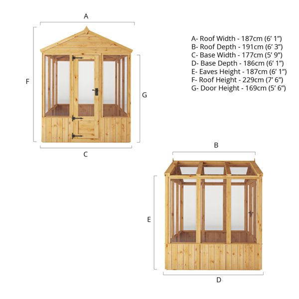 Mercia Woodsman Apex Wooden Greenhouse 6 x 6 - Styrene Glazing