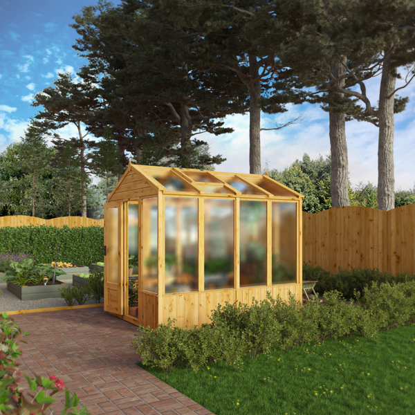 Mercia Woodsman Apex Wooden Greenhouse 8 x 6 - Polycarbonate Glazing