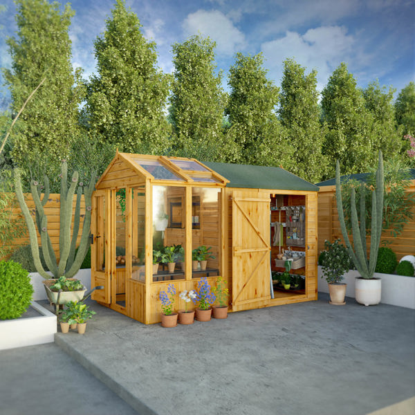 Mercia Woodsman Apex Greenhouse Combi Shed 10 x 6