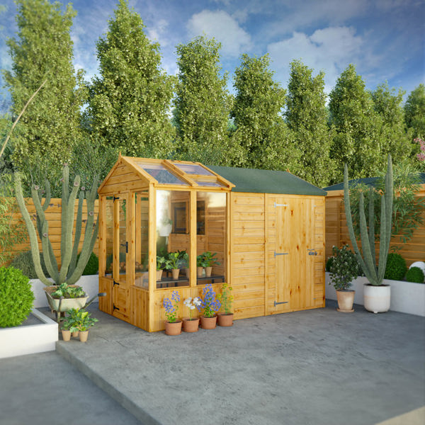 Mercia Woodsman Apex Greenhouse Combi Shed 10 x 6