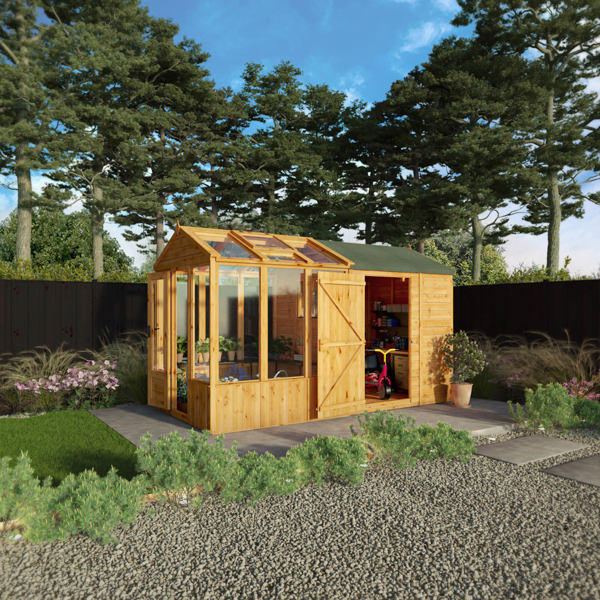 Mercia Woodsman Apex Greenhouse Combi Shed 12 x 6