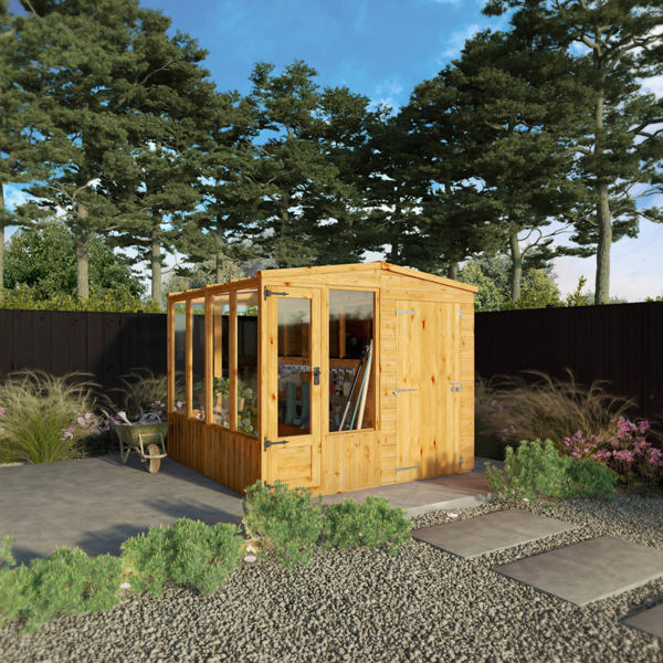 Mercia Woodsman Apex Greenhouse Combi Shed 8 x 8