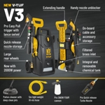 V-TUF V3-240 X2 2175psi 150Bar, 7.5L/min DIY Portable Electric Pressure Washer - With 15M Washflex Pro Water Feed Hose With DuraKlix KCQ Fittings thumbnail