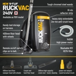 V-TUF RUCKVAC 240v Industrial Backpack Vacuum Cleaner - with Lung Safe Hepa H13 Filtration - 5M HIGH LEVEL INTERNAL CLEANING KIT thumbnail